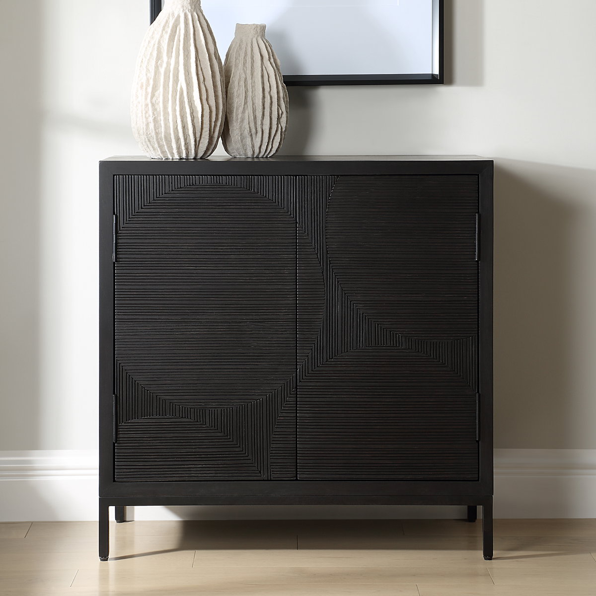 Beswick Black 2 Door Cabinet, Cabinets & Chest by Uttermost, 31.5" width x 31.87" height x 14.87" depth View 2