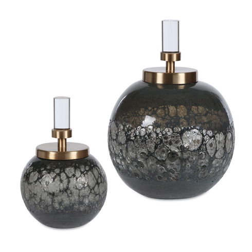 Cessair Art Glass Bottles, S/2