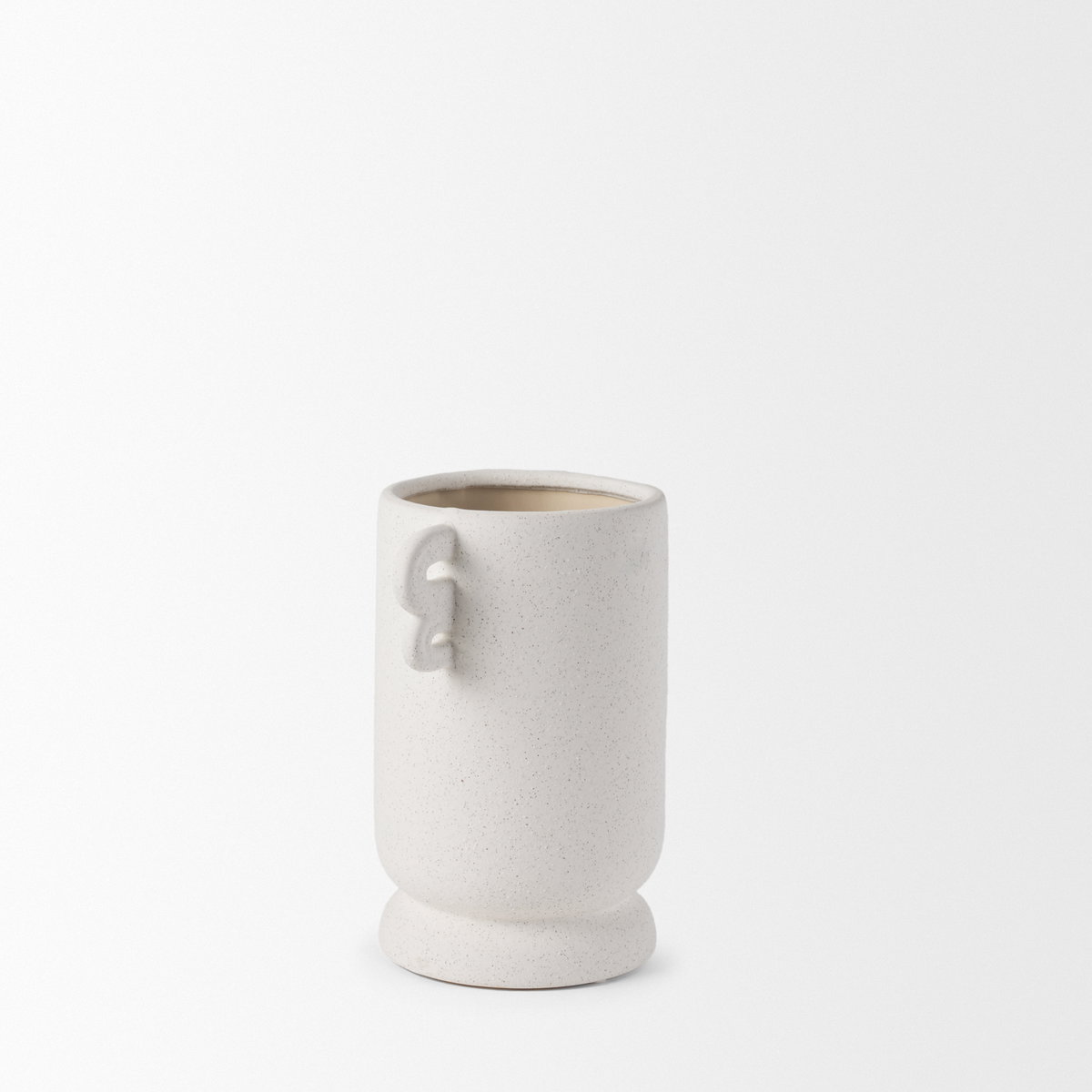 Dylan Small Textured Off White with Handles Ceramic Vase, by Mercana, 6.25" length x 9.5" width x 10" height View 8
