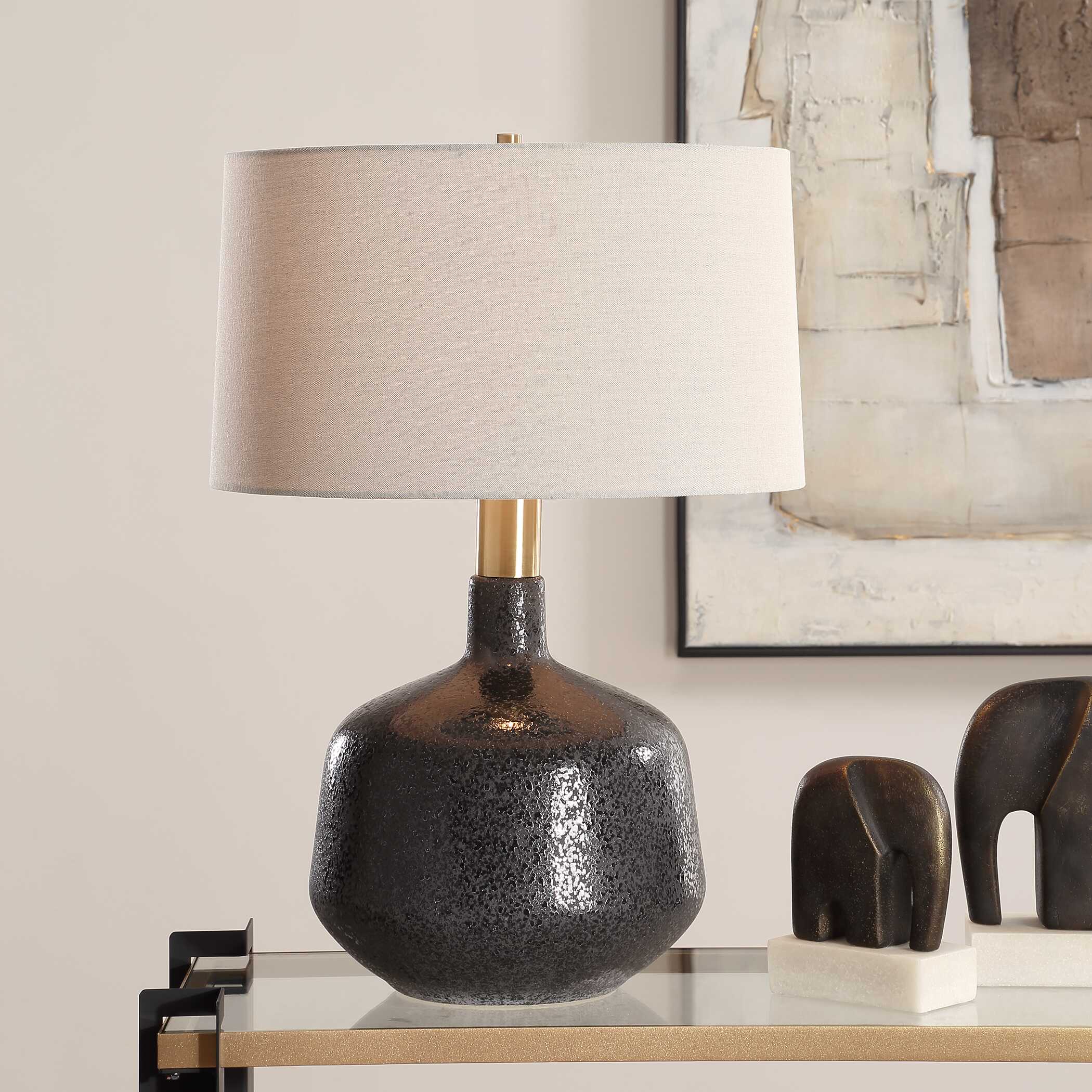 Flanagan Mottled Gloss Table Lamp, by Uttermost, 18" width x 25.75" height x 18" depth View 2