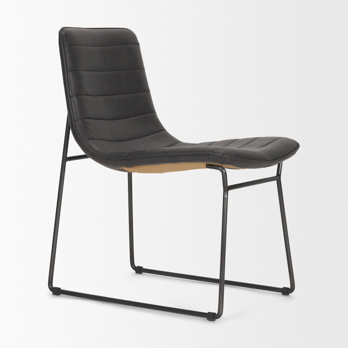 Thornton Solid Back Dining Side Chair | Faux Leather with Iron, Dining Chair by Mercana, 17.72" length x 24.8" width x 31.5" height View 9