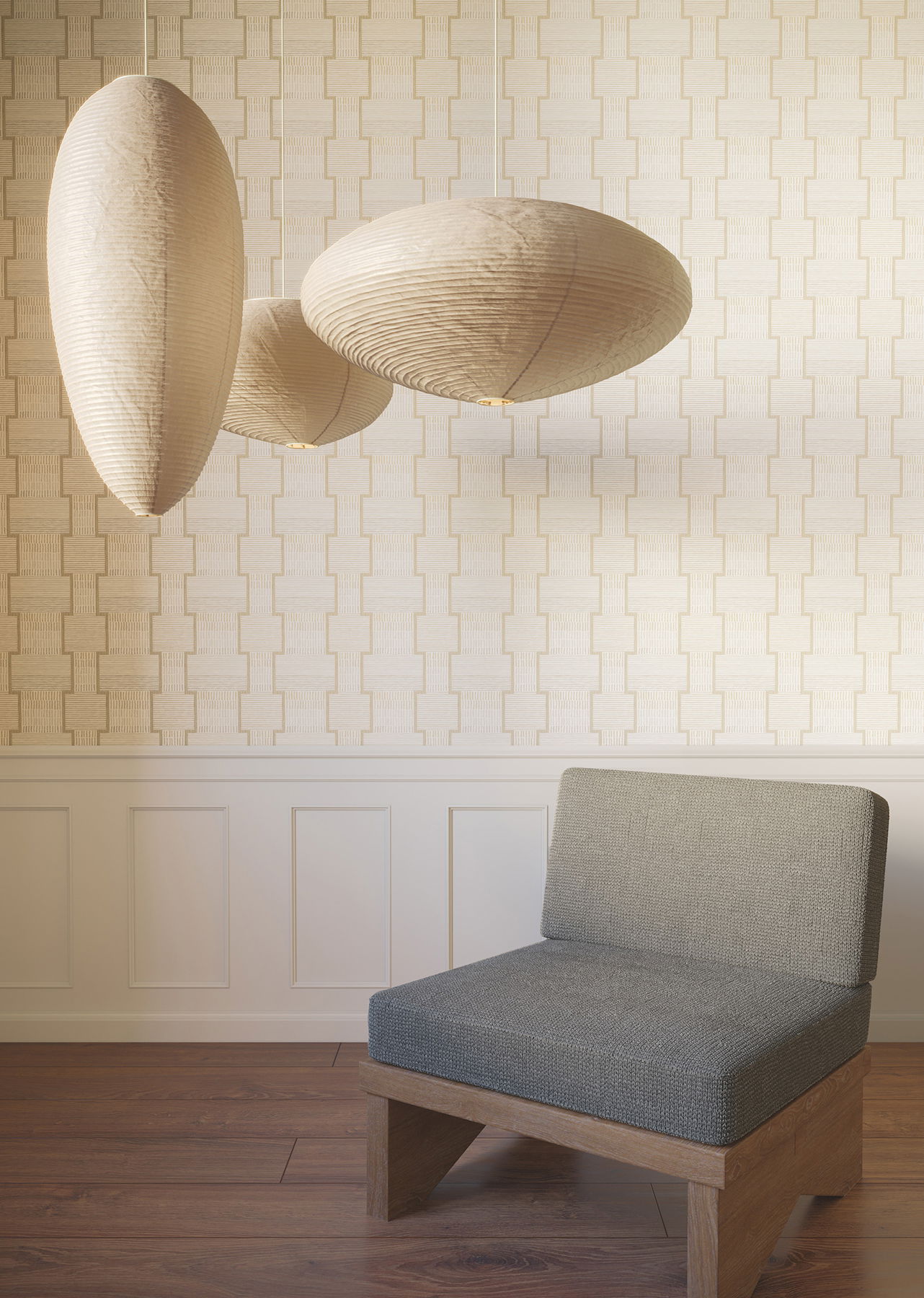 La Broderie Beige Wallpaper large image 