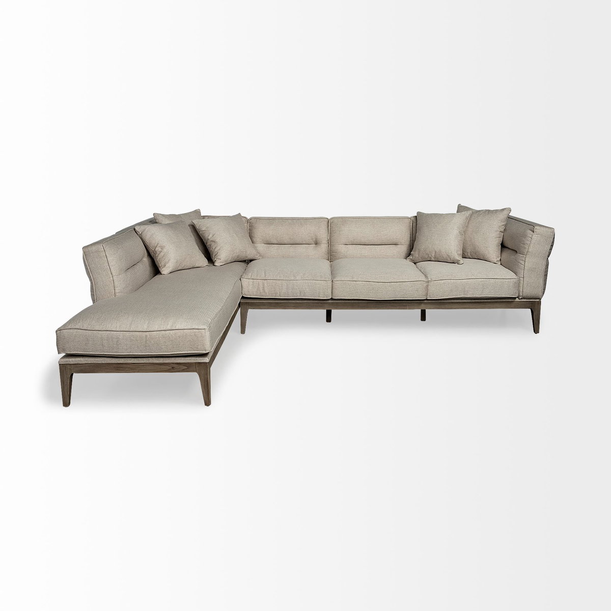 Denali IV 121' Beige Upholstered Wooden Frame Left Four Seater Sectional, Sectional Sofa by Mercana, 121" length x 86" width x 30.25" height View 3