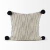 Krystal 20 x 20 Cream/Blue Pom Pom Decorative Pillow Cover, by Mercana, 18" length x 18" width x 0.2" height thumbnail 2