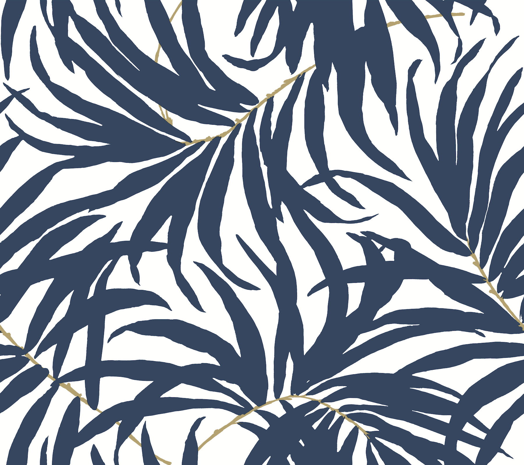Bali Leaves Blue Peel & Stick Wallpaper large image 