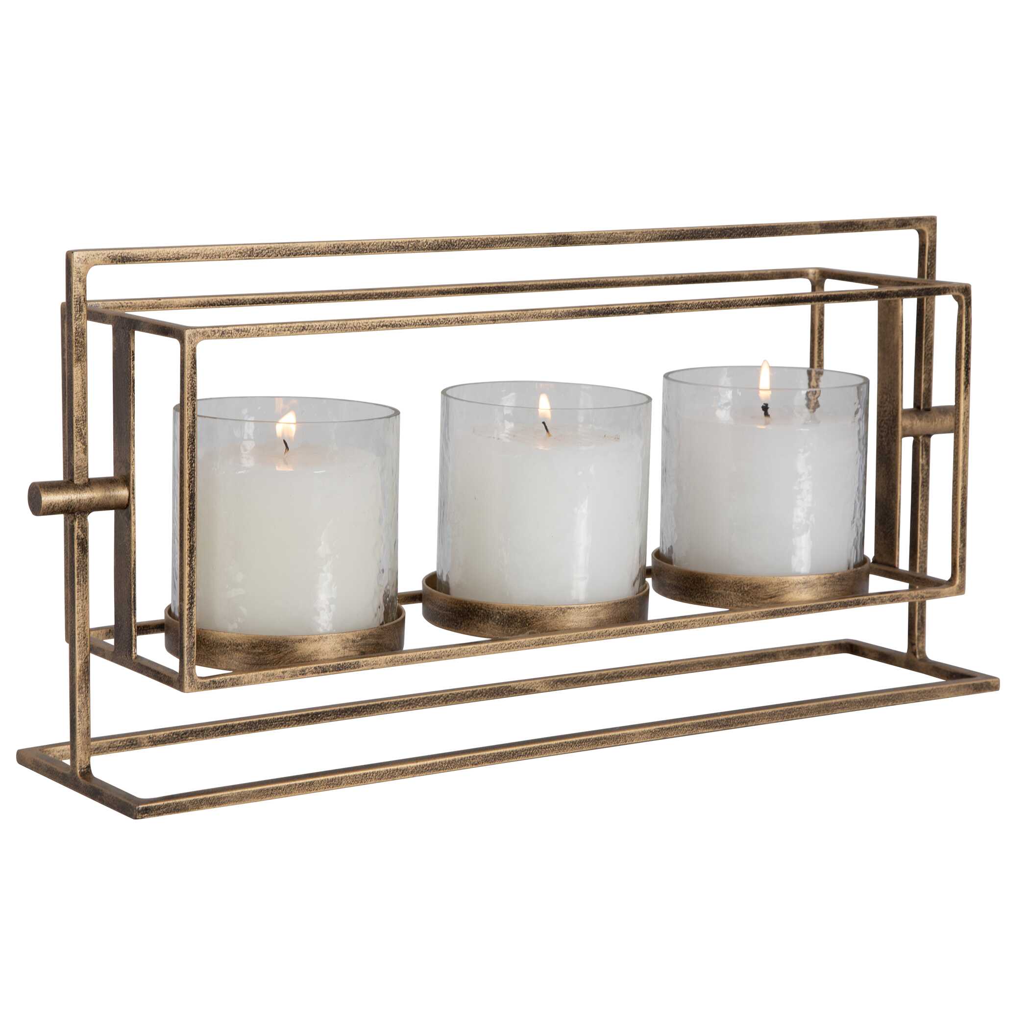 Wenman Gold Triple Candleholder, Decorative by Uttermost, 17.25" width x 8" height x 4" depth View 3