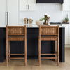 Shane Brown Wood with Woven Brown Leather Counter Stool, Counter & Bar Stool by Mercana, 19" length x 21" width x 38" height thumbnail 2