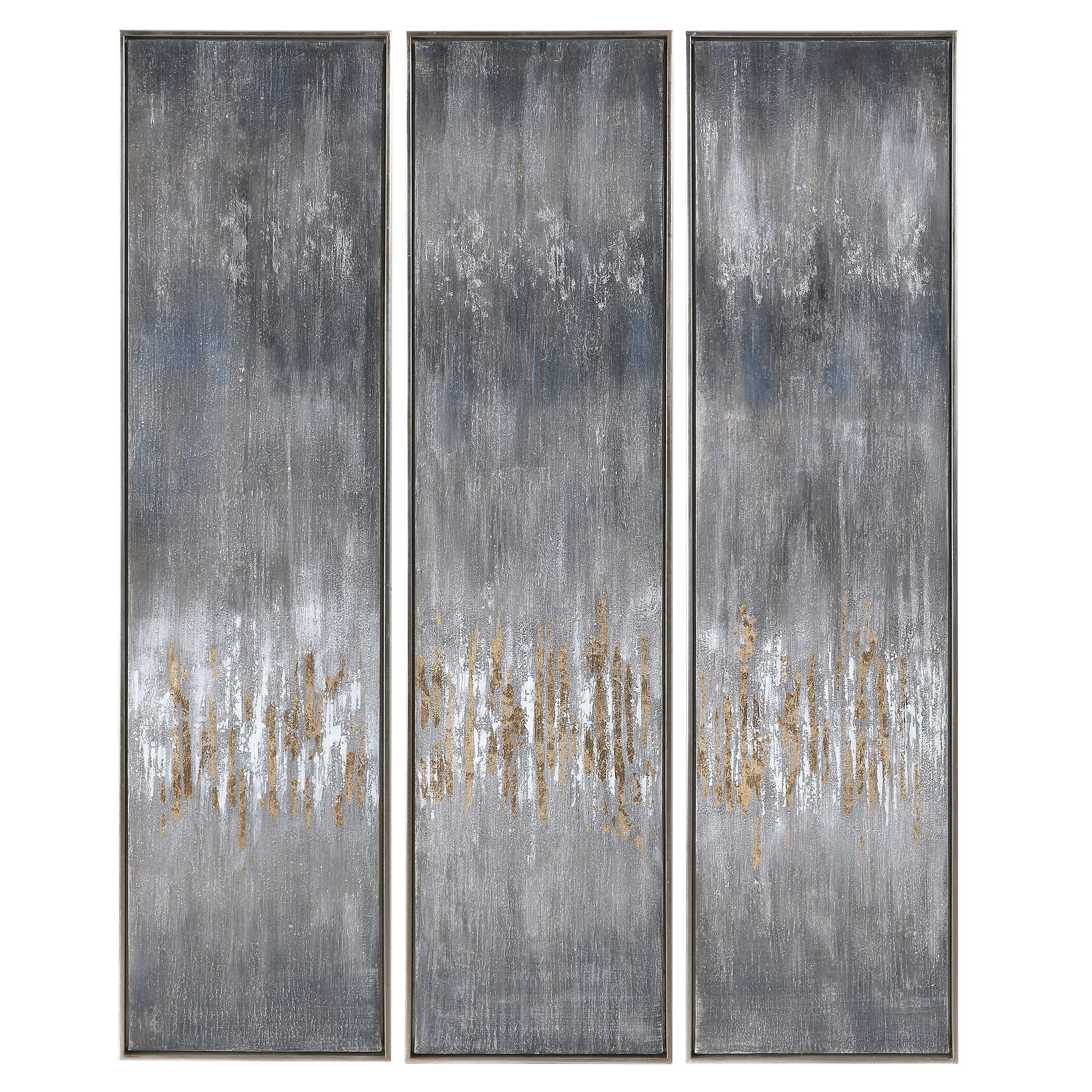Gray Showers Hand Painted Canvases Set/3 large image 