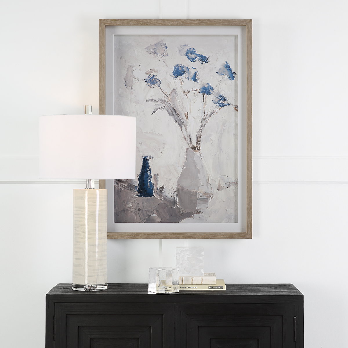 Blue Flowers In Vase Framed Print, Art by Uttermost, 28.75" width x 40.75" height x 3" depth View 2