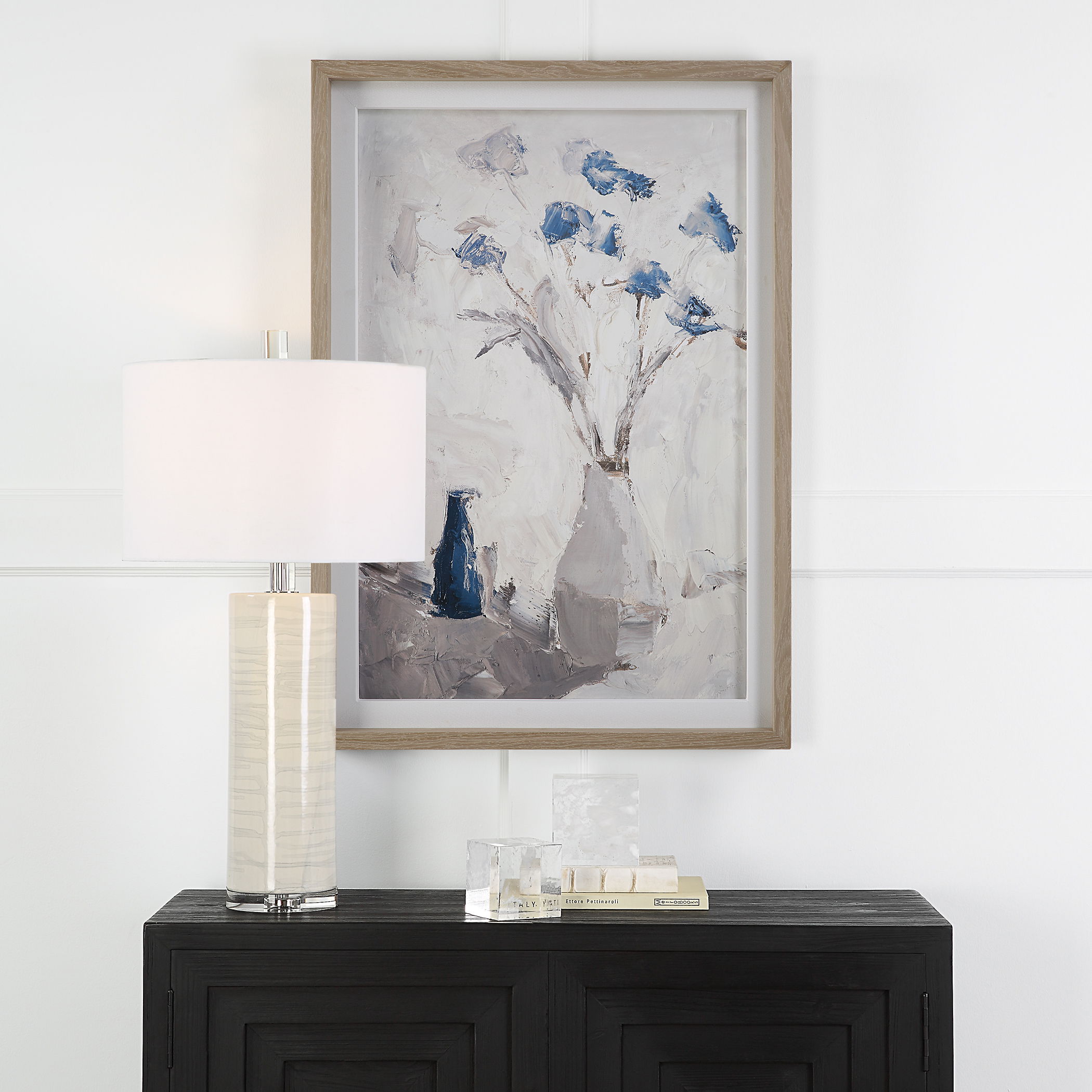 Blue Flowers In Vase Framed Print, Painting by Uttermost, 28.75" width x 40.75" height x 3" depth View 2