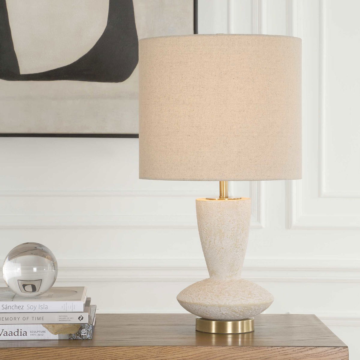 Doreyn Ivory Table Lamp, by Uttermost, 14" width x 25.75" height x 14" depth View 2