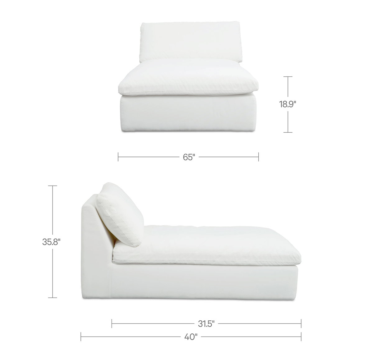 Miles Outdoor Chaise White, Chaise Lounges & Daybed by Moe's Home, 65" width x 35.8" height x 40" depth View 10
