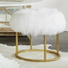 Stud PoufGold LeafWhite Fur, Seating by Global Views, 21.5" height thumbnail 3