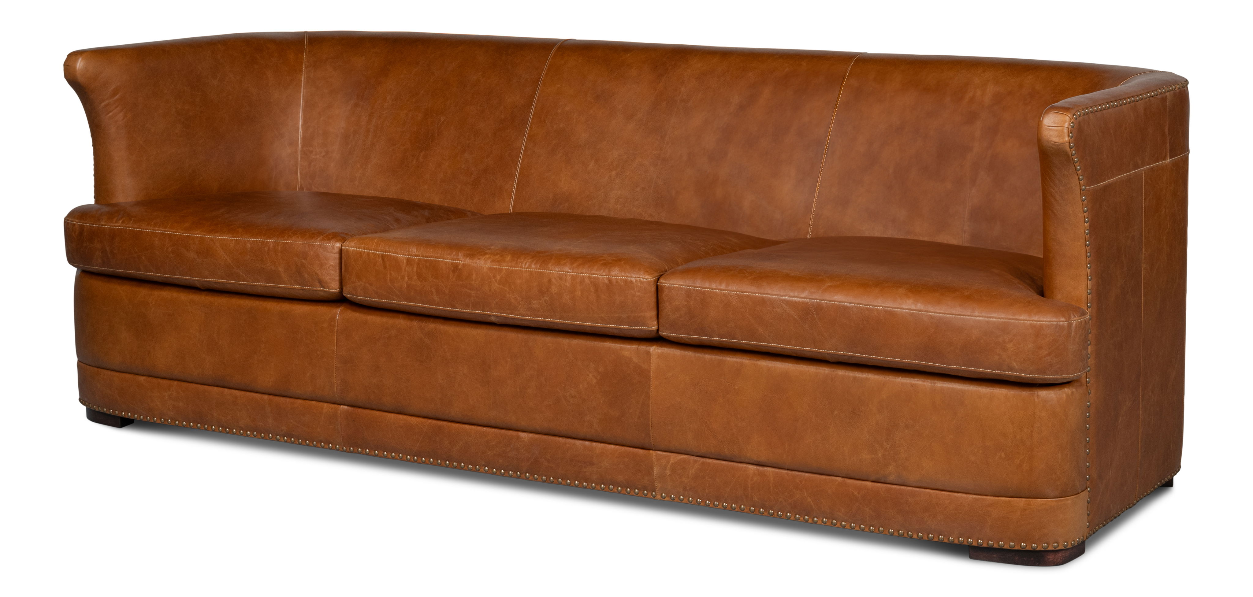 Mcmillan Distilled Leather Sofa, Sofas & Sectional by Sarreid, 90" length x 37" width x 32" height View 1