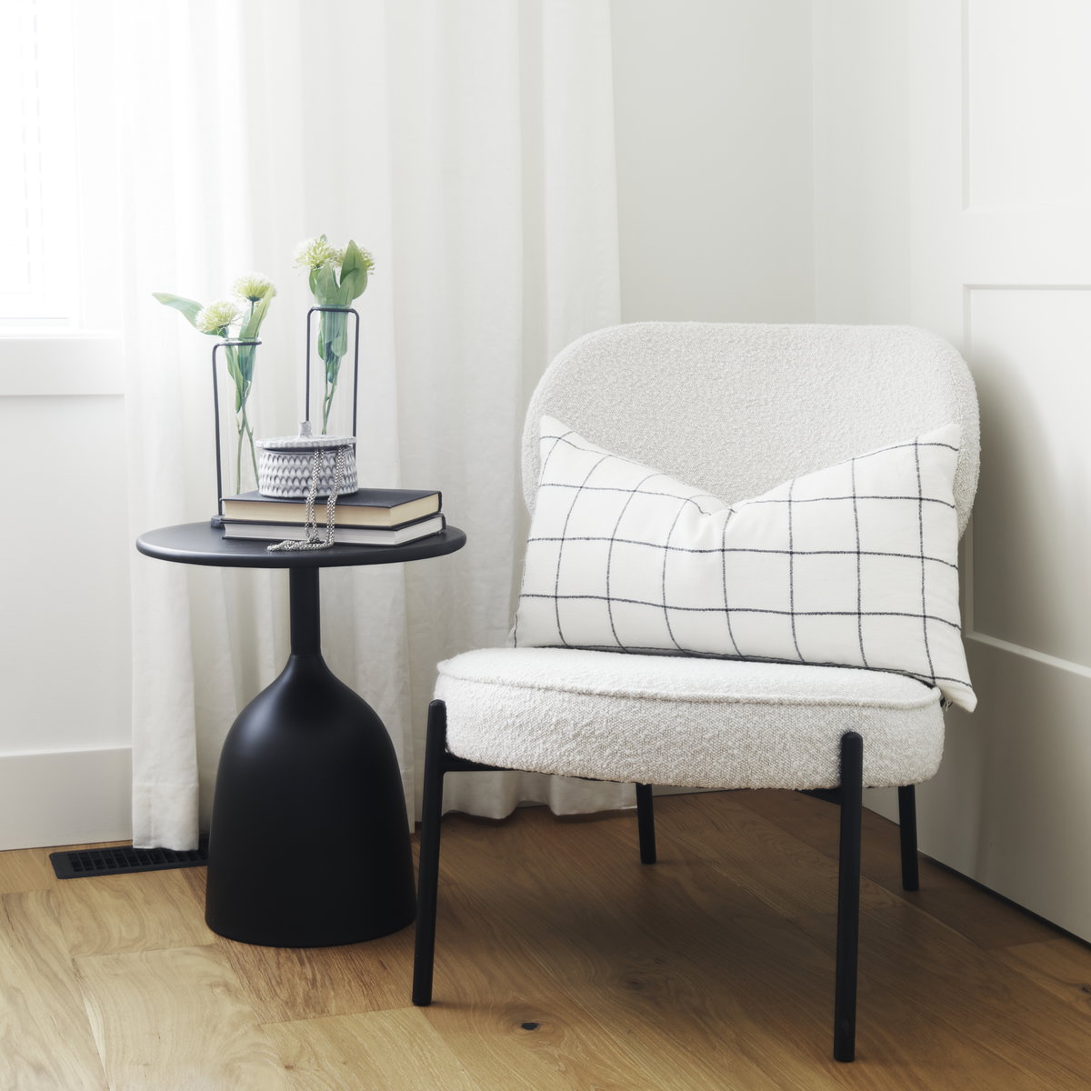 Talulla  Matte Black Metal Accent Table, Side & End Table by Mercana, 16.54" length x 16.54" width x 19.69" height View 2