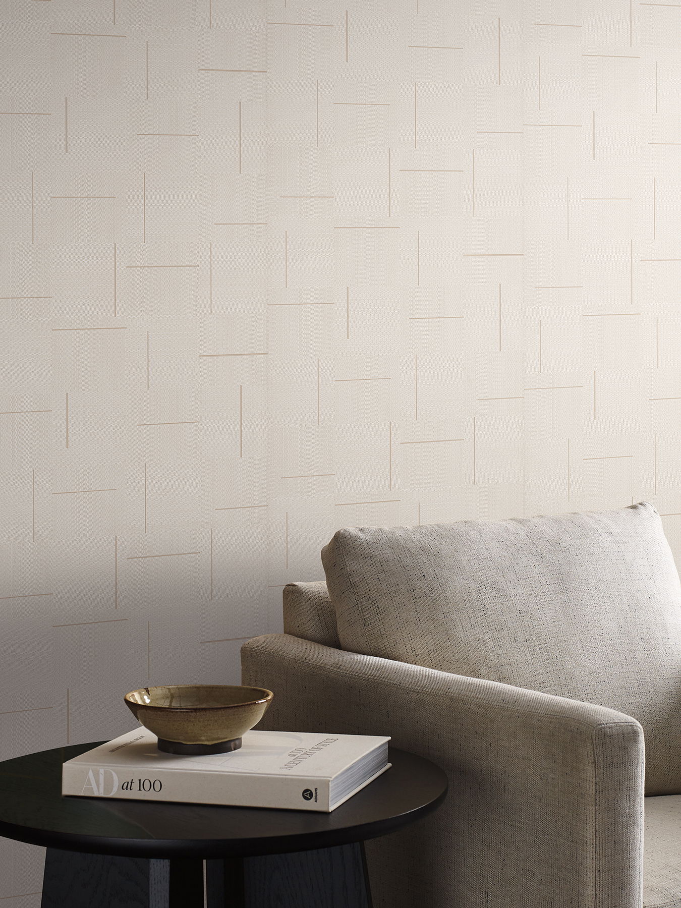 Geo Block Weave Linen Wallpaper large image 