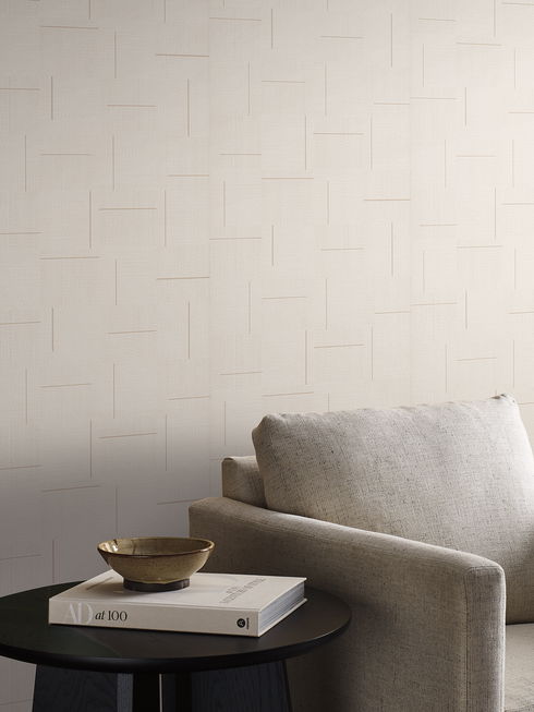 Geo Block Weave Linen Wallpaper