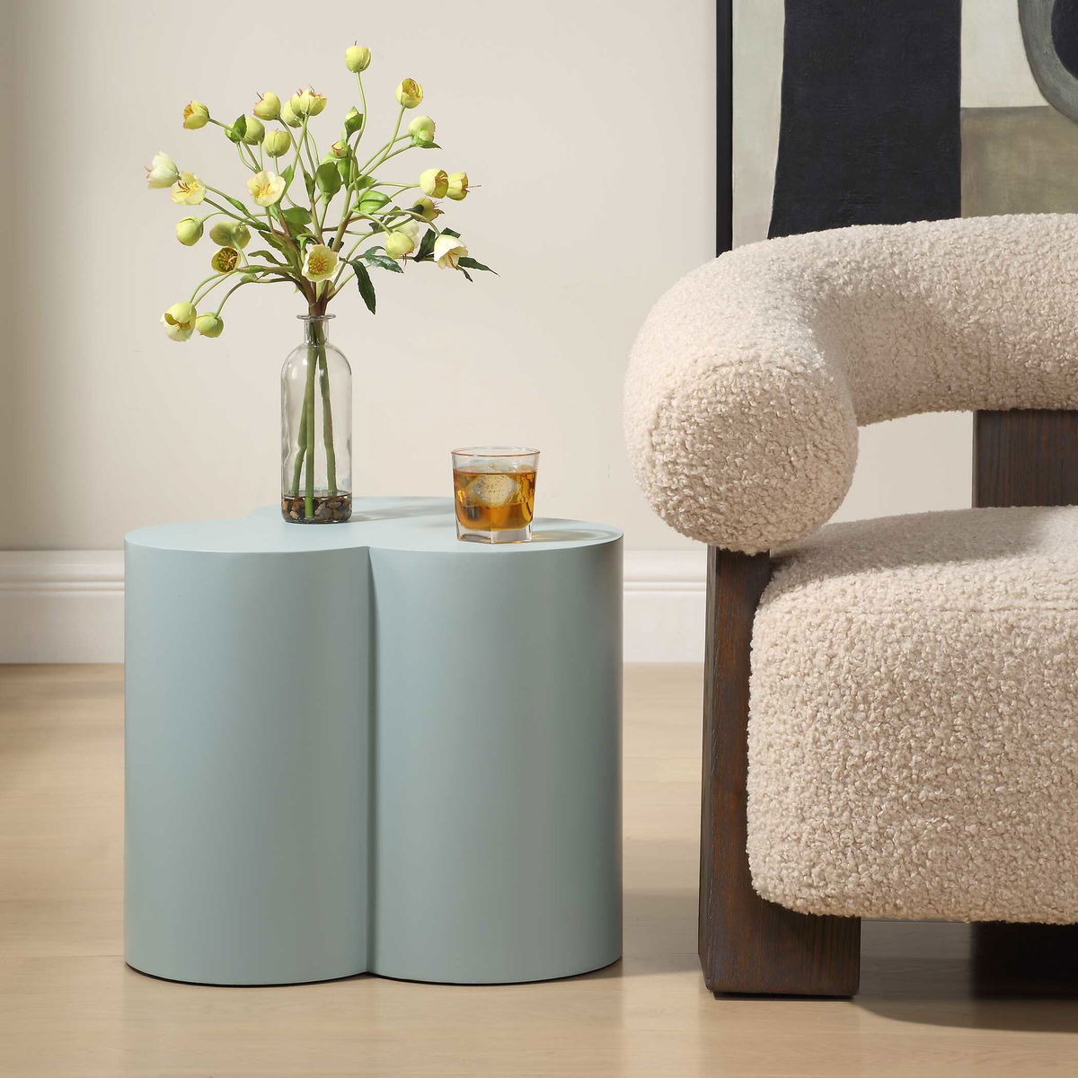 Beven Outdoor Light Blue Accent Table, Outdoor Table by Uttermost, 1'5.75" width x 1'4" height x 1'5.75" depth View 2
