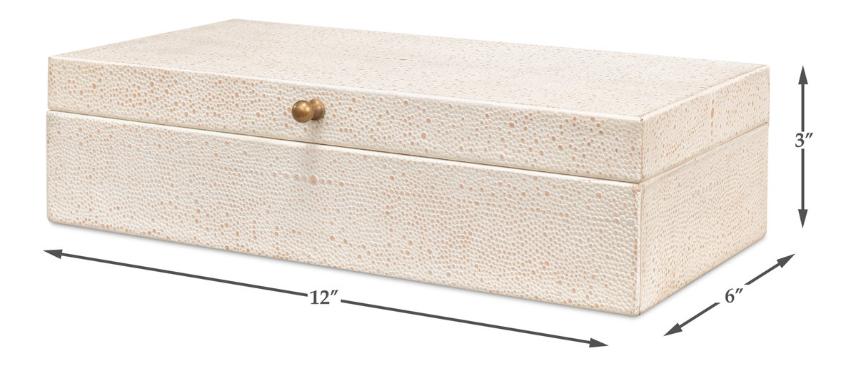 Gatsburg Shagreen Box Osprey White  S/2, by Sarreid, 6" length x 1' width x 3" height View 12