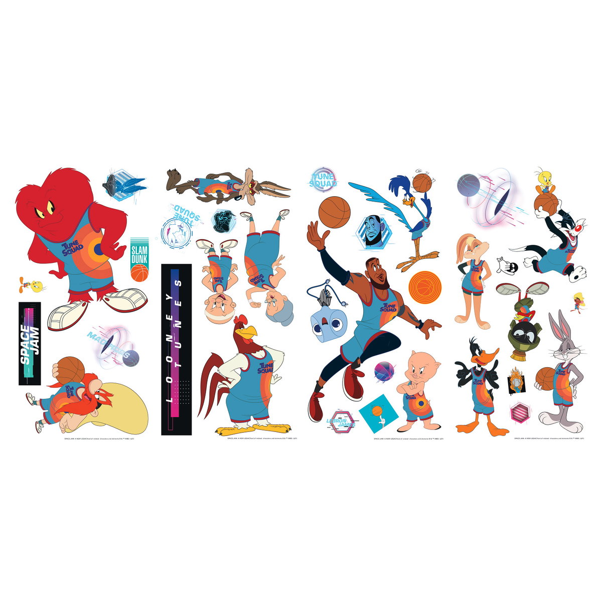 Space Jam Wall Decals, by York Wall, 1'4.8" length x 9" width x 1.32" depth