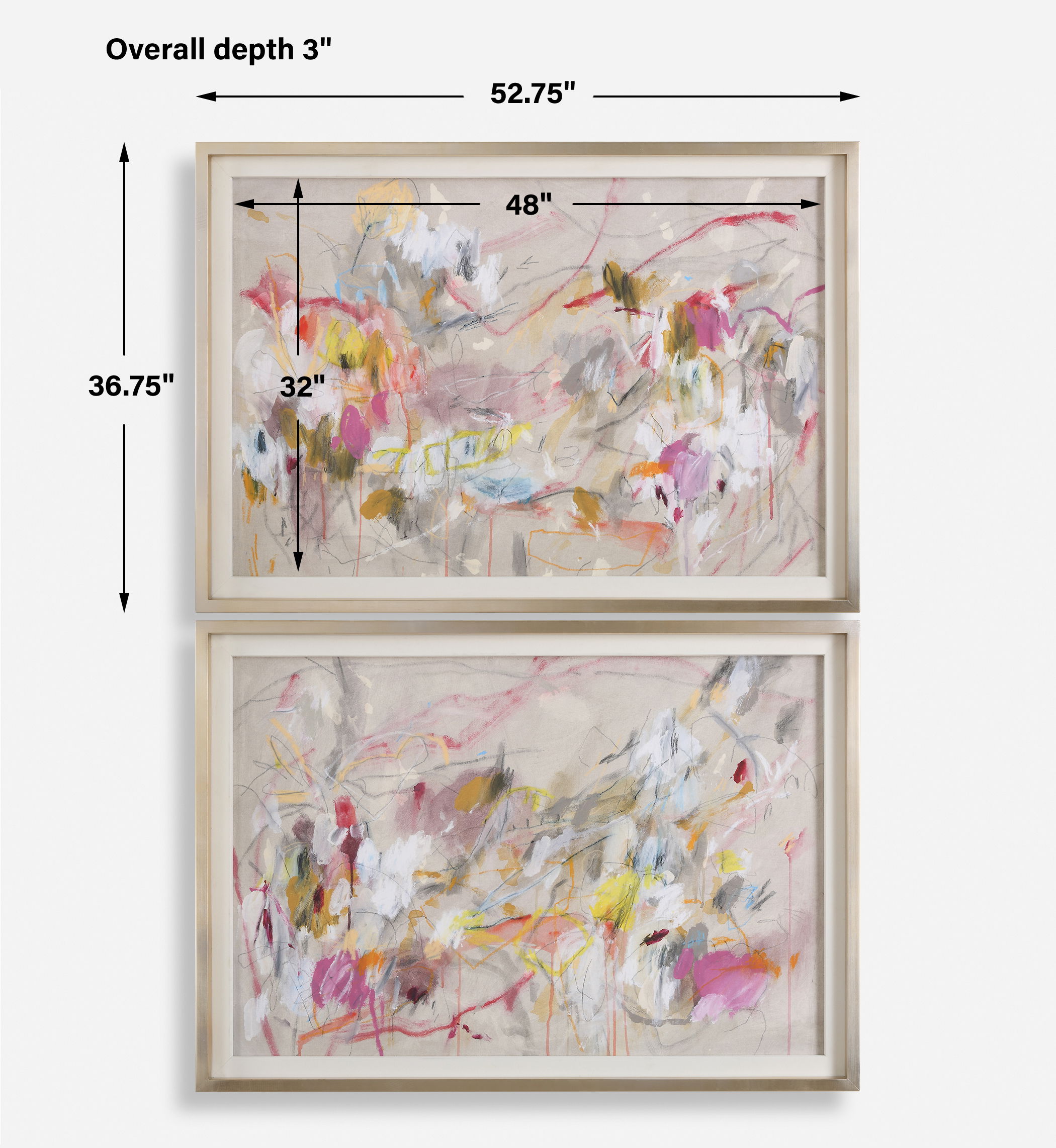 Metropolitan Rush Abstract Prints Set/2, Painting by Uttermost, 52.75" width x 36.75" height x 3" depth View 3