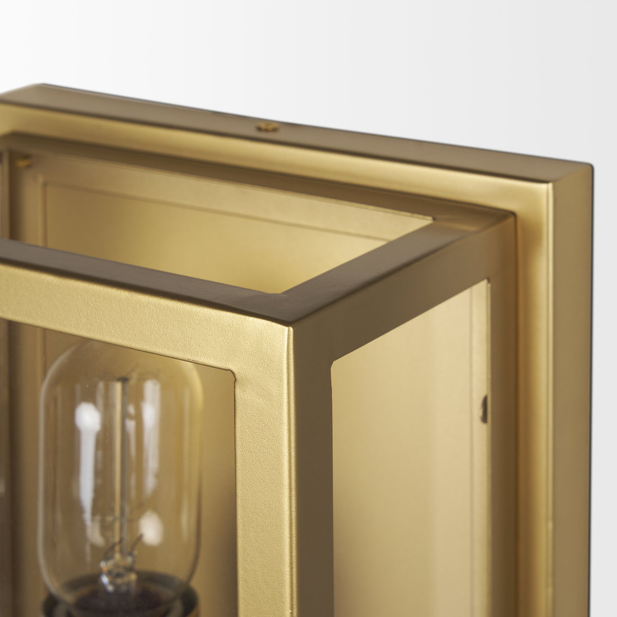 Cairn Brushed Gold Metal with Glass 1-Light Wall Sconce, by Mercana, 7.87" length x 5.12" width x 10.63" height View 5