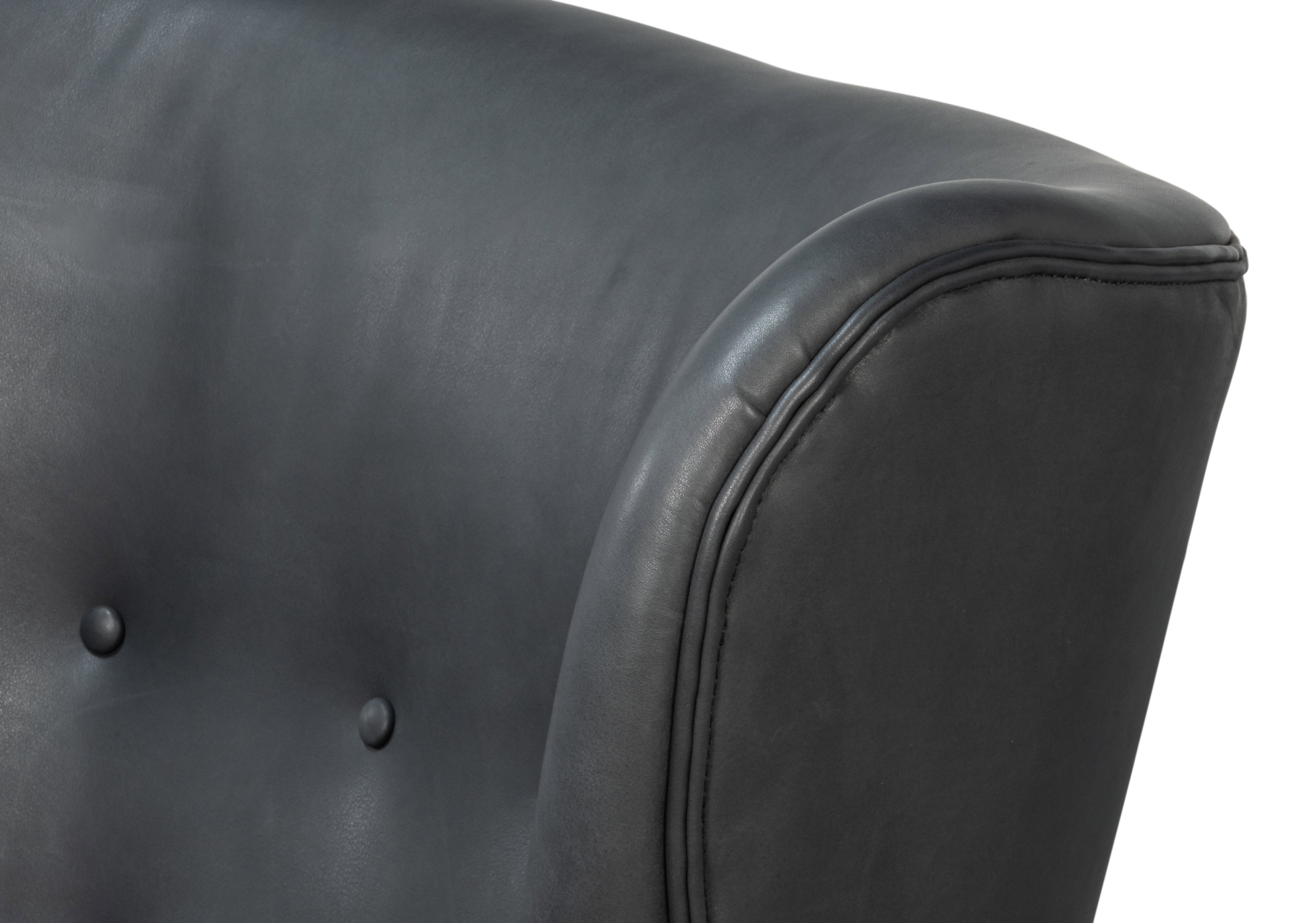 Lombard Wing Chair,Santoni Black Leather, Seating by Sarreid, 34" length x 36" width x 40" height View 2