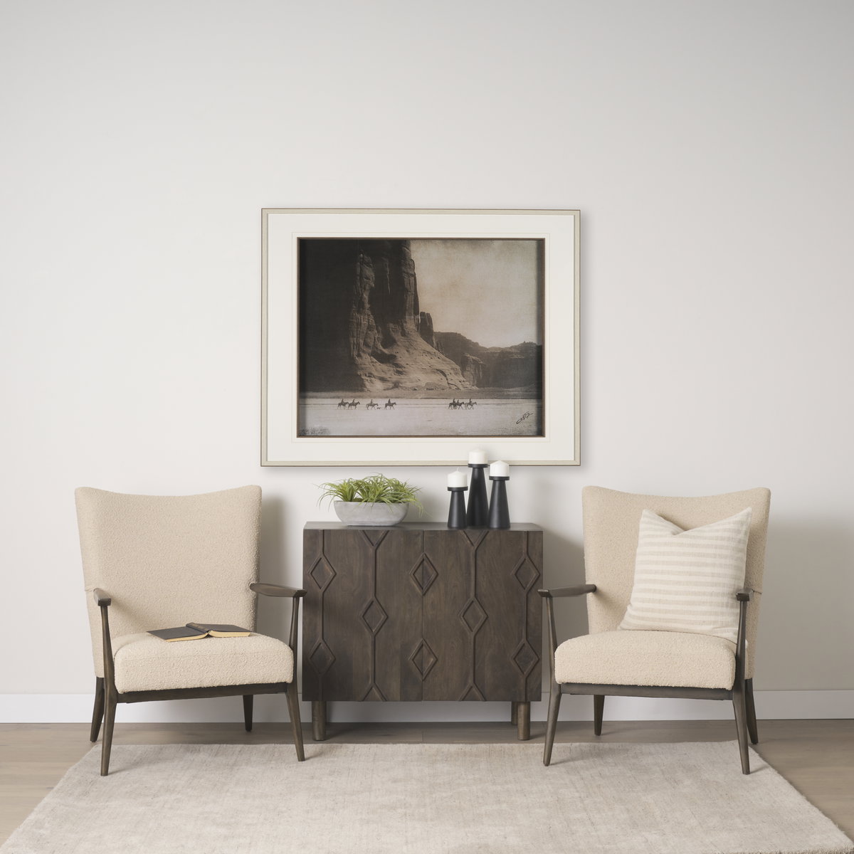 Argent Beige Boucle Accent Chair, by Mercana, 30" length x 29" width x 38" height View 2