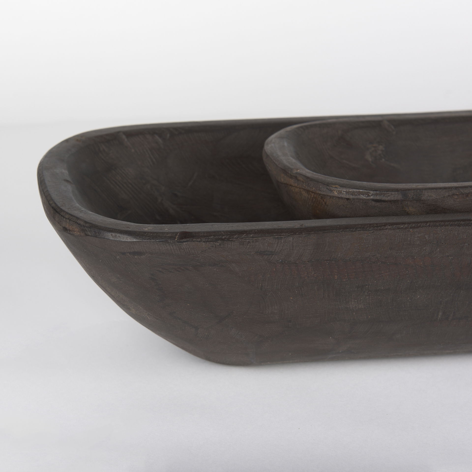 Athena Set of 2 Extra Large Black-Brown Reclaimed Wood Trays large image 