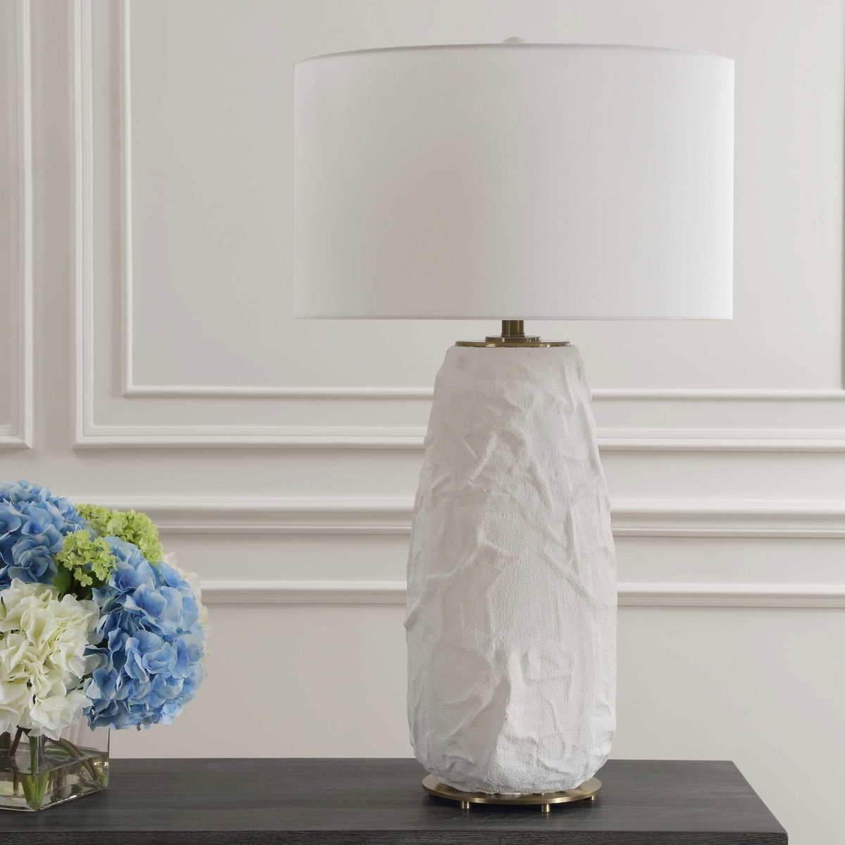 Vida White Table Lamp, by Uttermost, 19" width x 33" height x 19" depth View 4