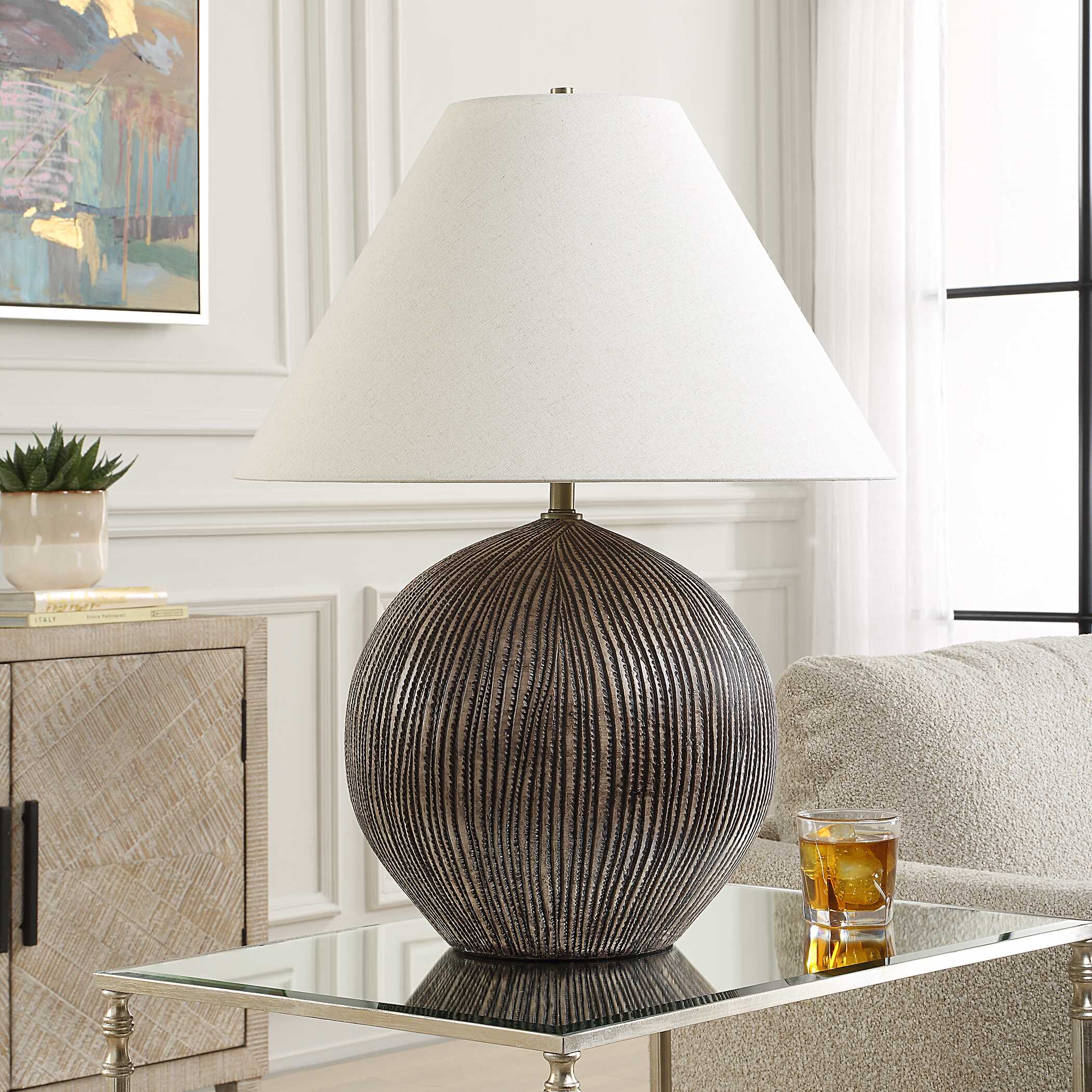 Sayre Dark Brown Table Lamp, by Uttermost, 20" width x 25.5" height x 20" depth View 4