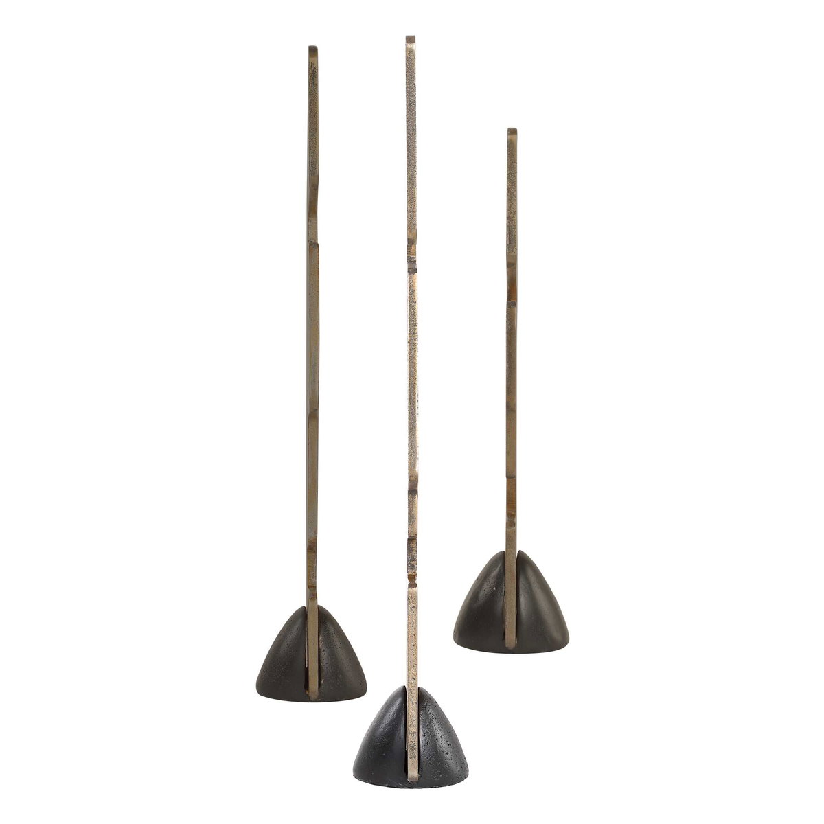 Geometric Echoes Bronze Sculptures Set/3, Figurines & Statue by Uttermost, 4" width x 18" height x 2.75" depth View 3