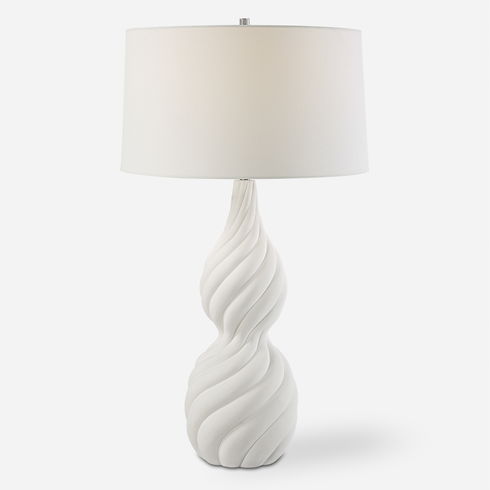 Twisted Swirl White Table Lamp