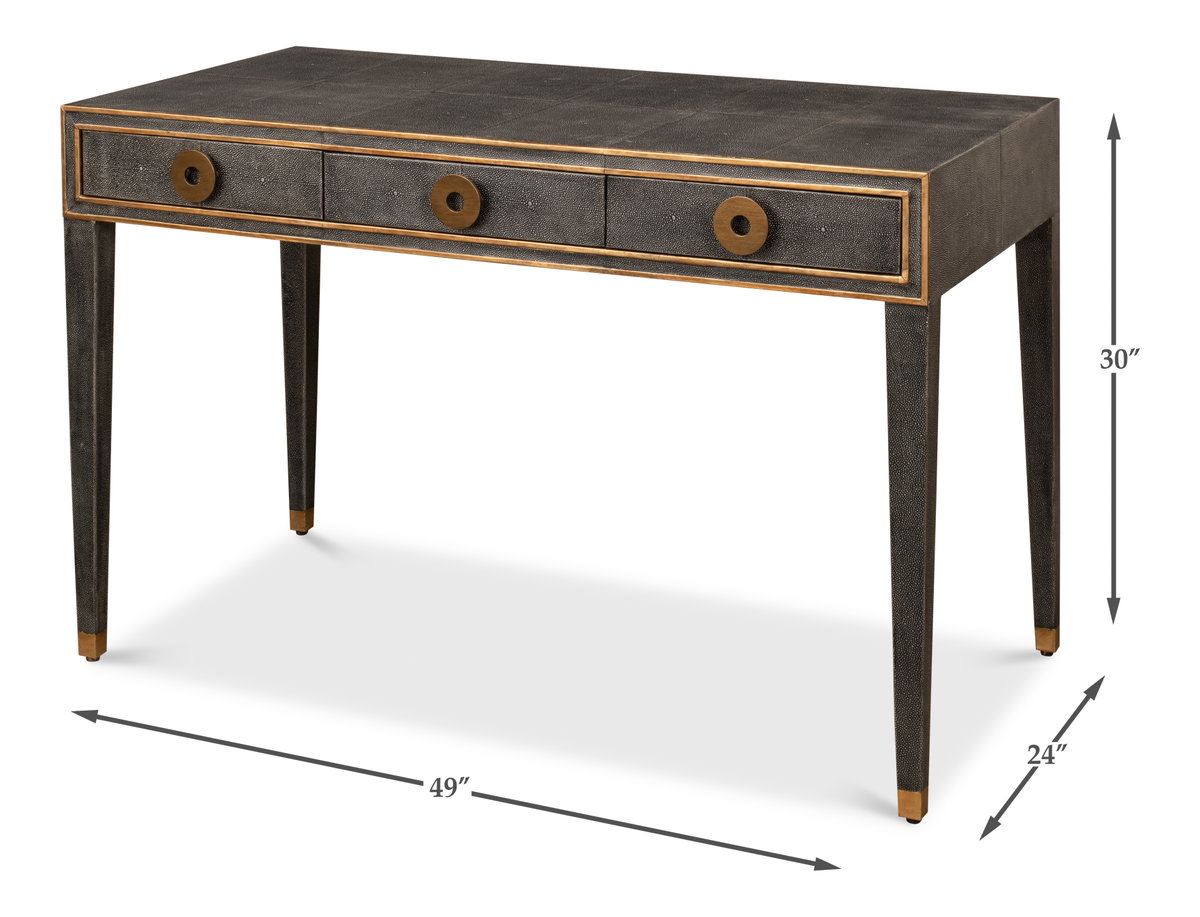 Gabriella Shagreen Desk/Table Ant.Grey, by Sarreid, 2' length x 4' width x 2'6" height View 13