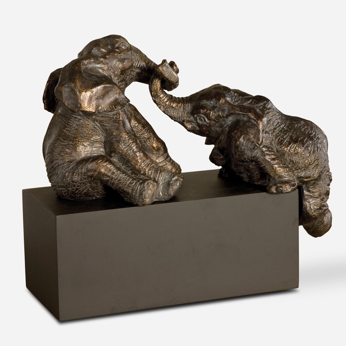 Playful Pachyderms Bronze Figurines, Figurines & Statue by Uttermost, 16" width x 12.25" height x 7.75" depth View 1