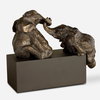 Playful Pachyderms Bronze Figurines, Figurines & Statue by Uttermost, 16" width x 12.25" height x 7.75" depth thumbnail 1