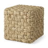 Adele   Medium Brown Seagrass Woven Square Pouf, Ottoman by Mercana, 17.72" length x 17.72" width x 17.72" height thumbnail 1