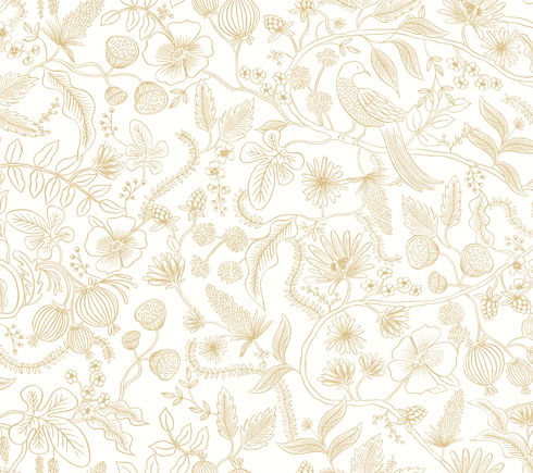 Aviary Off White & Gold Peel & Stick Wallpaper