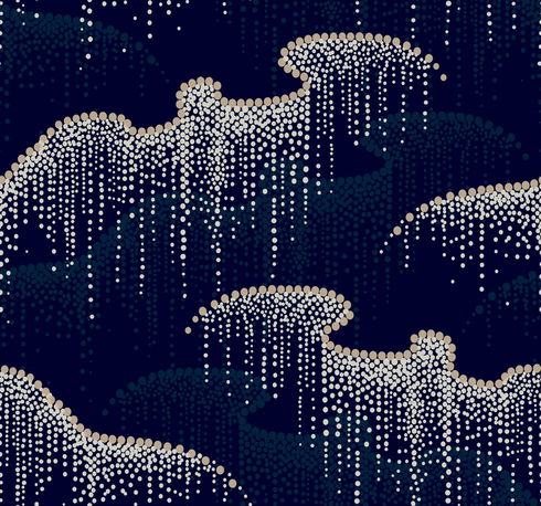 Moonlight Pearls Navy Wallpaper