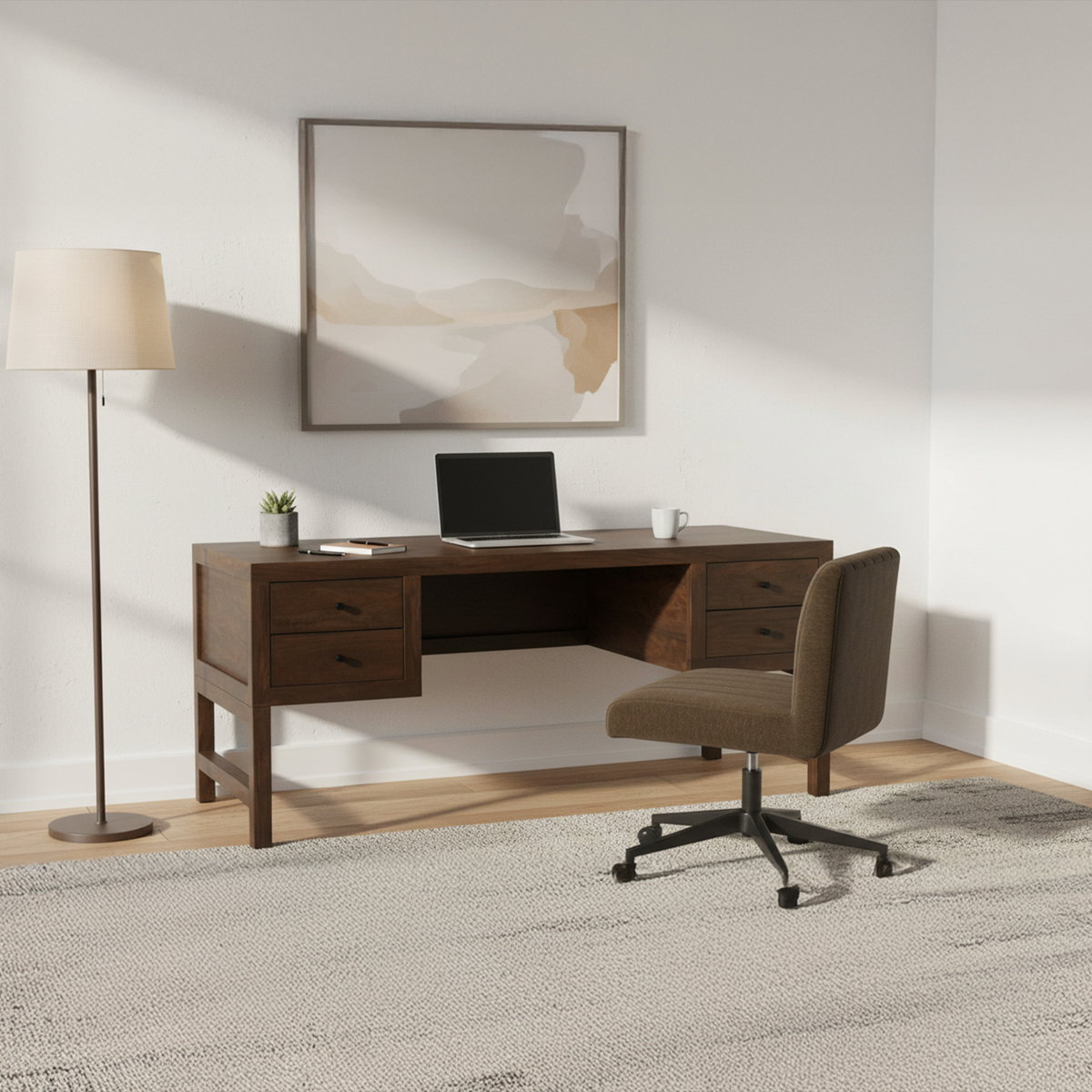 Windsor Desk Dark Brown, by Moe's Home, 72" width x 30" height x 30" depth View 9