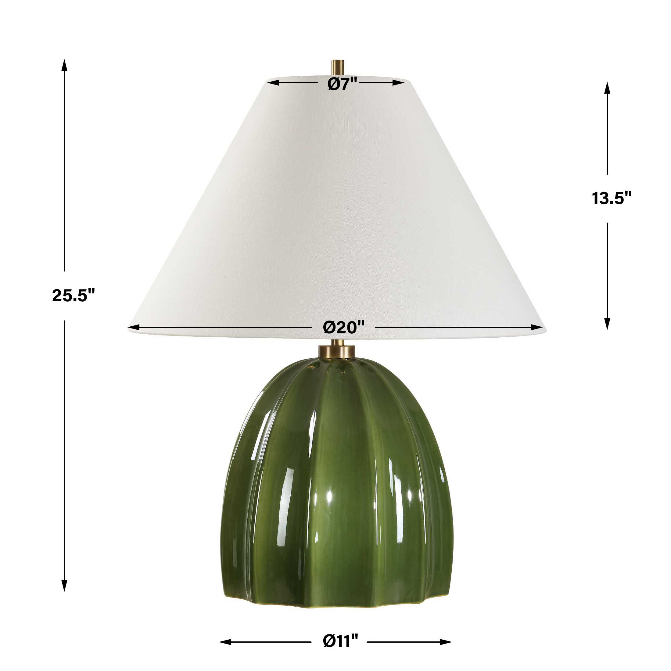 Renna Moss Green Table Lamp, by Uttermost, 20" width x 25.5" height x 20" depth View 3