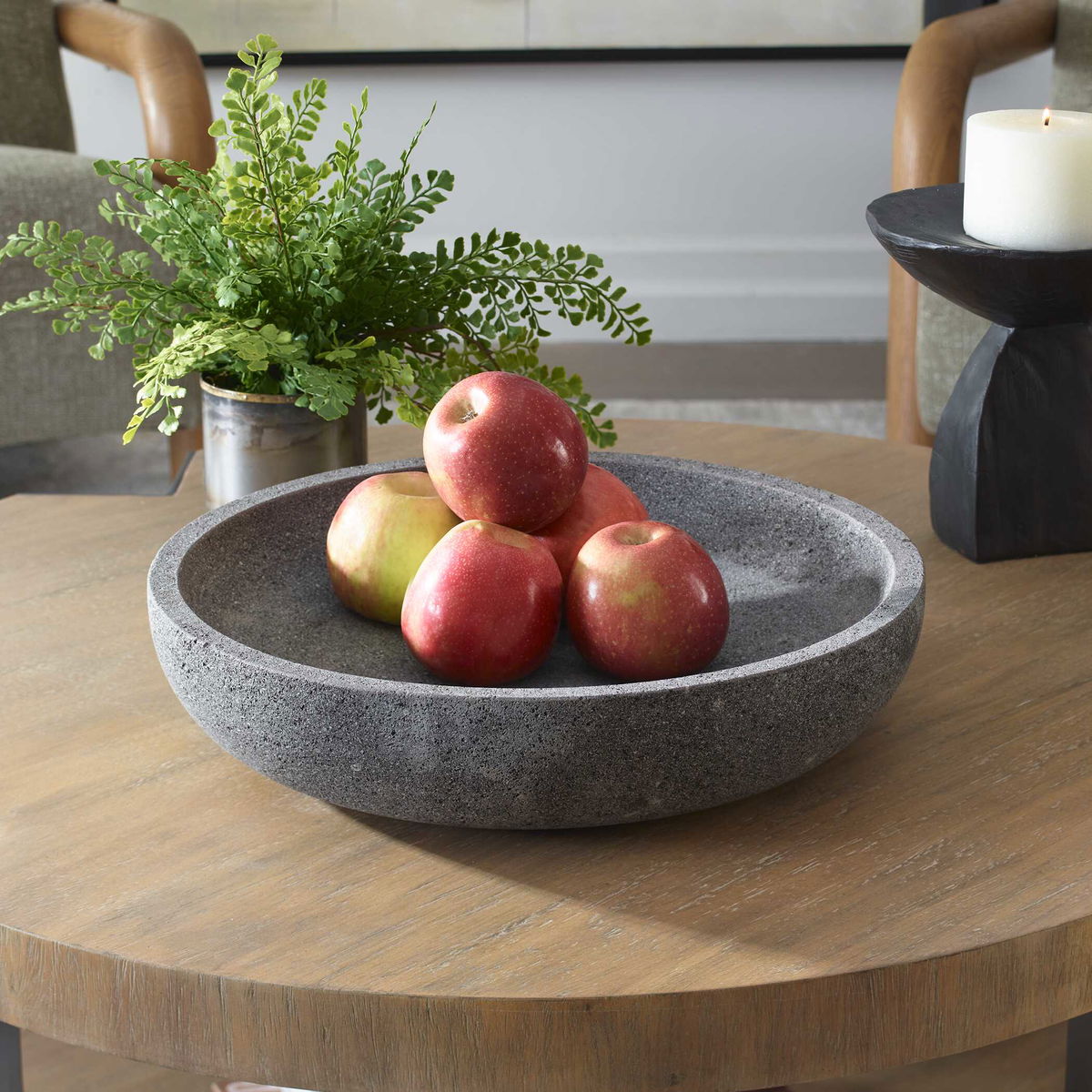Ashen Earth Outdoor Bowl, Decorative Tray by Uttermost, 16" width x 3.5" height x 16" depth View 2
