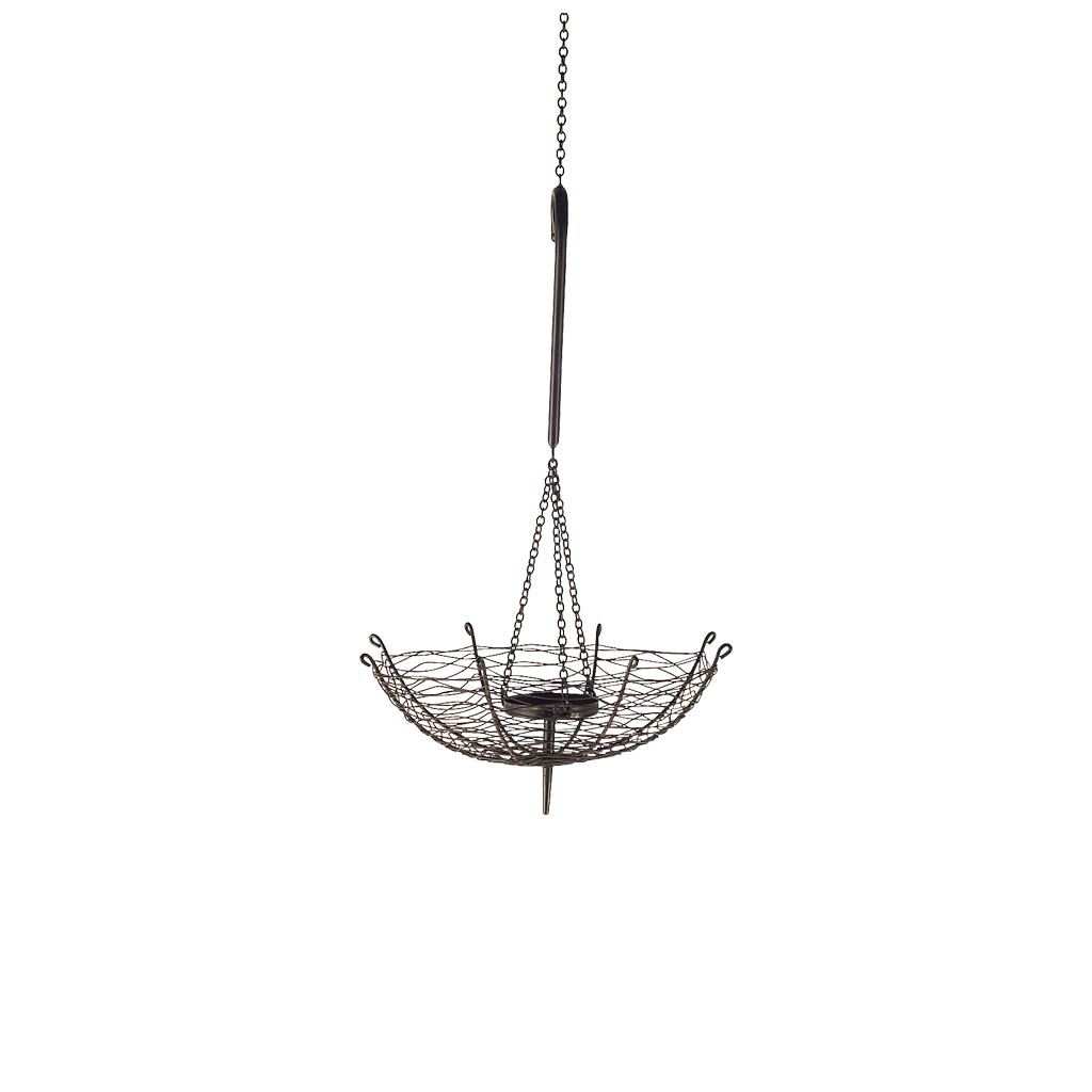 Rihanna I Small Black Metal Umbrella Candle Holder Lantern, Lighting by Mercana, 31" length x 12.99" width x 31.1" height View 1