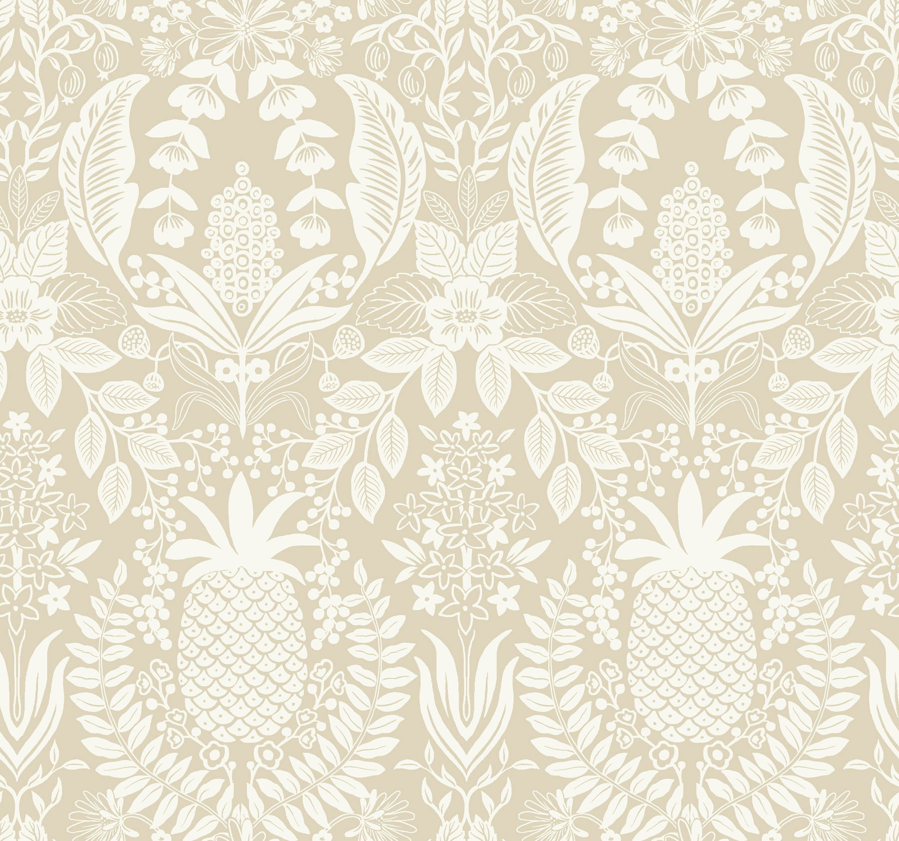 Pineapple Damask Linen Wallpaper large image 