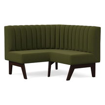 Online Designer Combined Living/Dining Novak Banquette - Vertical Channel Tufting Corner, Distressed Velvet, Tarragon, Black