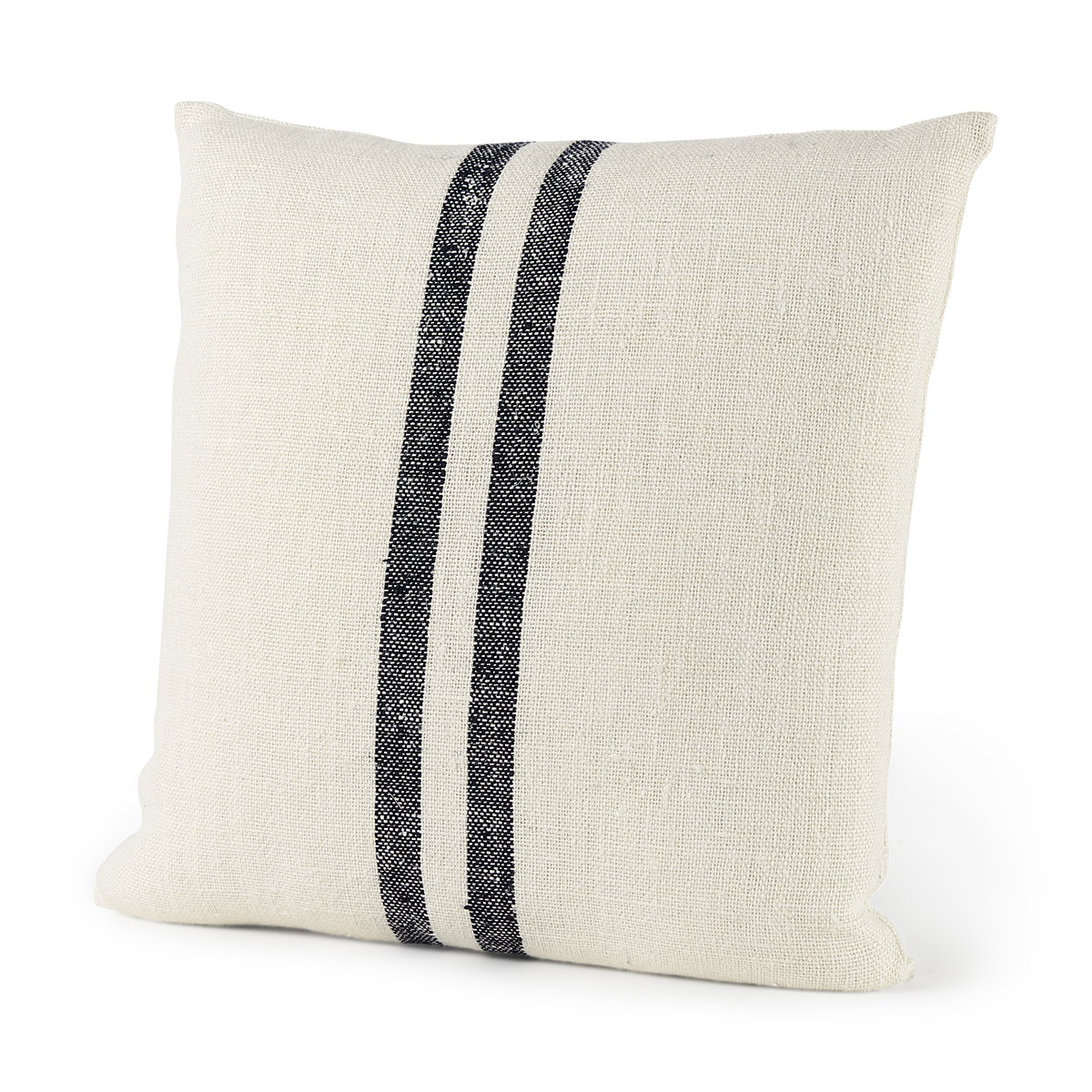 Sandra 18 x 18 Beige With Blue Stripes Decorative Pillow Cover, by Mercana, 18" length x 18" width x 0.2" height View 1
