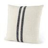 Sandra 18 x 18 Beige With Blue Stripes Decorative Pillow Cover, by Mercana, 18" length x 18" width x 0.2" height thumbnail 1