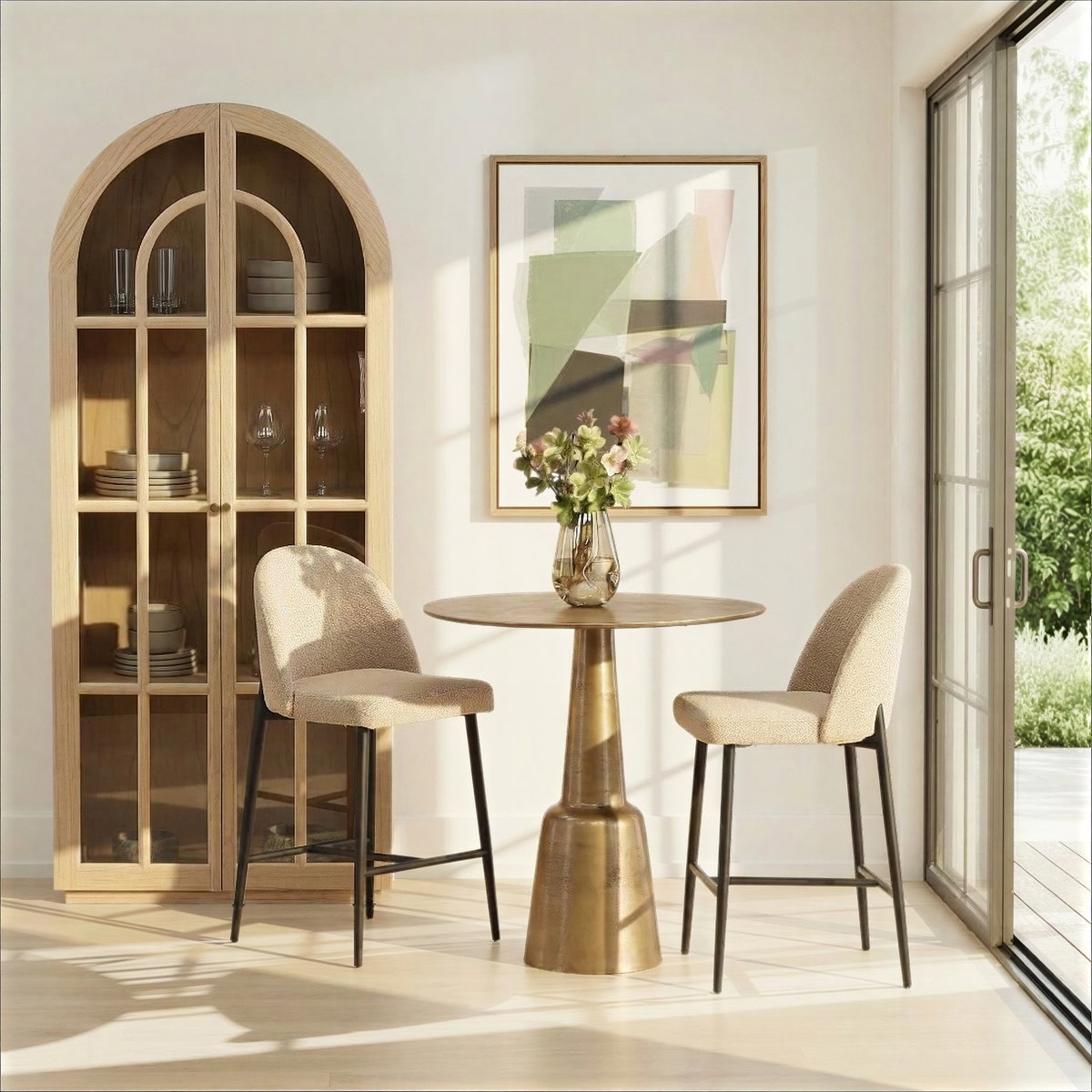 Freyja Cabinet Light Natural, Cabinets & Sideboard by Dovetail, 34.65" width x 82" height x 16.54" depth View 9