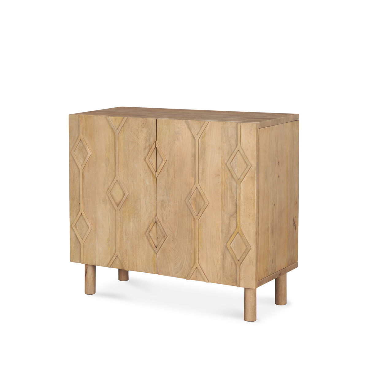 Heera Light Brown Diamond Motif with Shelf Accent Cabinet, Cabinets & Chest by Mercana, 36" length x 16.25" width x 32" height View 1