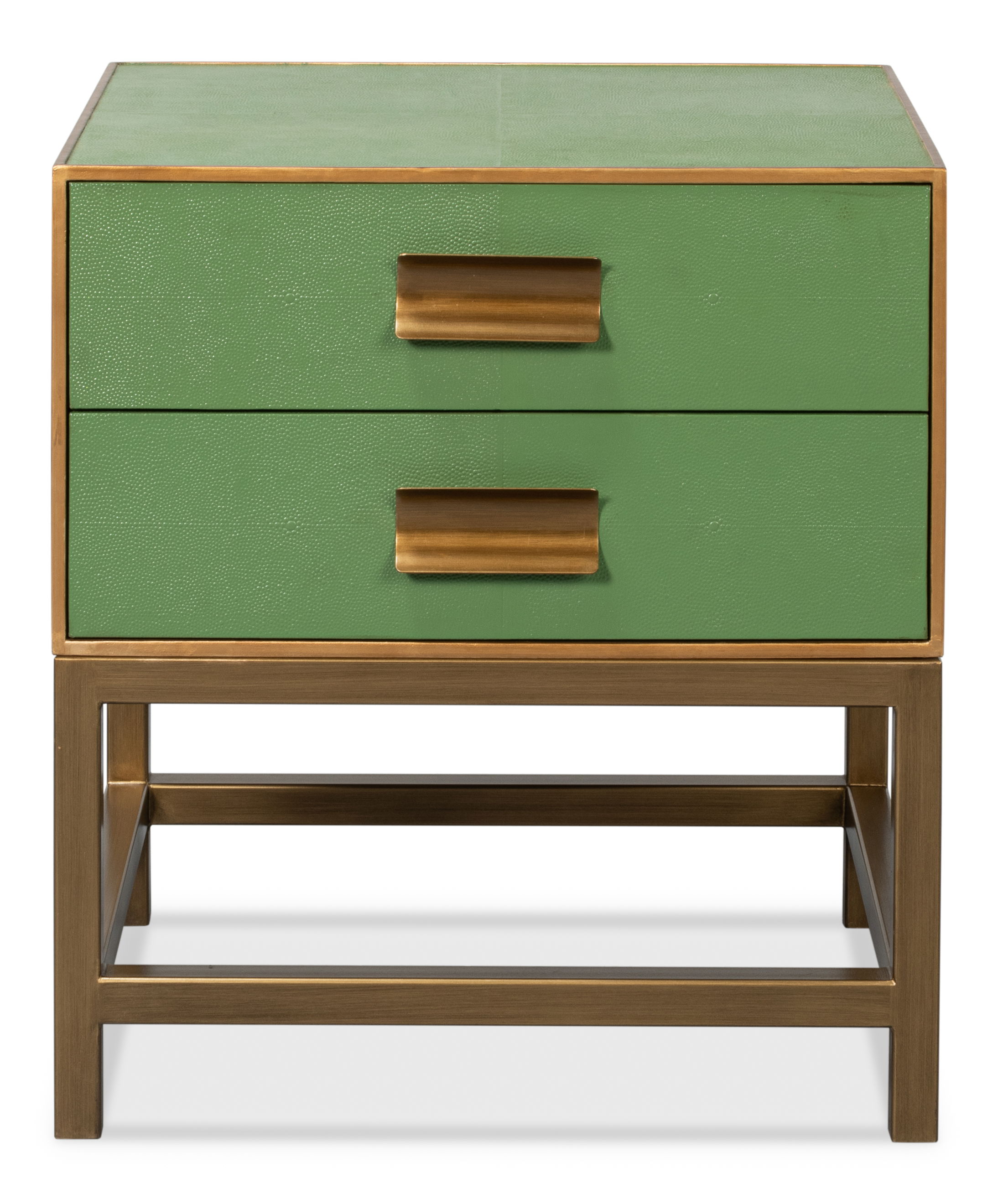 Gideon Shagreen Side Table, Watercress, Side & End Table by Sarreid, 22" length x 18" width x 24" height View 2